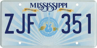 MS license plate ZJF351