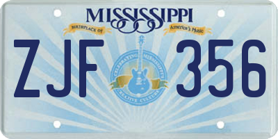 MS license plate ZJF356