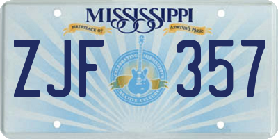MS license plate ZJF357