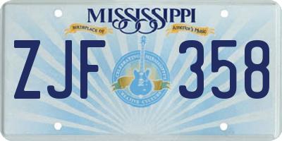 MS license plate ZJF358