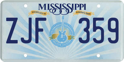 MS license plate ZJF359