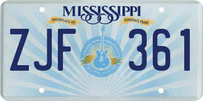 MS license plate ZJF361