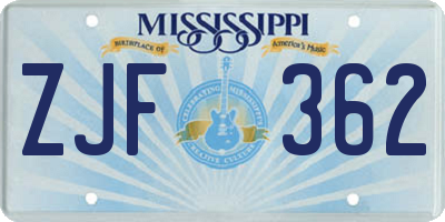 MS license plate ZJF362
