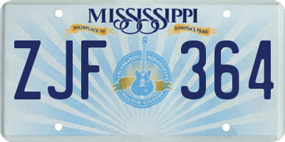 MS license plate ZJF364