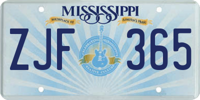 MS license plate ZJF365
