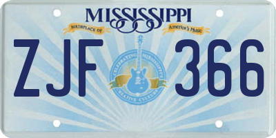 MS license plate ZJF366