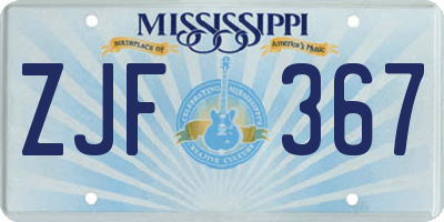 MS license plate ZJF367