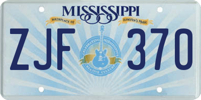 MS license plate ZJF370
