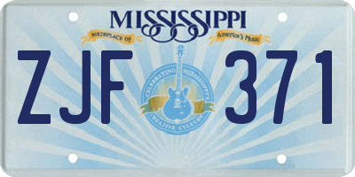 MS license plate ZJF371