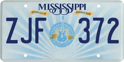 MS license plate ZJF372