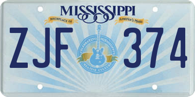 MS license plate ZJF374
