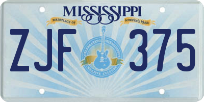 MS license plate ZJF375
