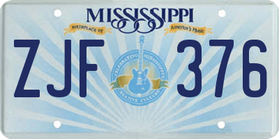 MS license plate ZJF376