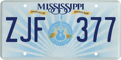 MS license plate ZJF377