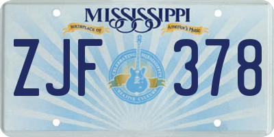 MS license plate ZJF378