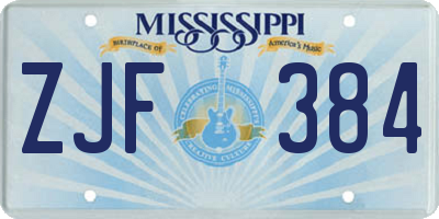 MS license plate ZJF384