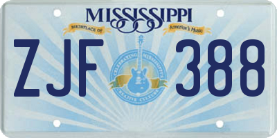 MS license plate ZJF388