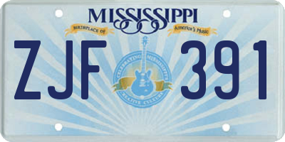 MS license plate ZJF391