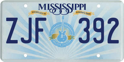 MS license plate ZJF392