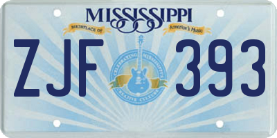 MS license plate ZJF393