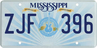MS license plate ZJF396