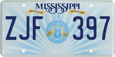 MS license plate ZJF397