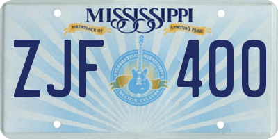 MS license plate ZJF400