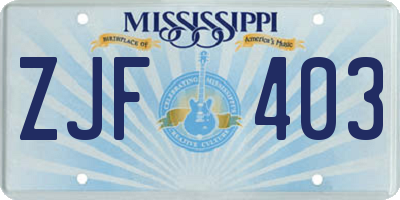 MS license plate ZJF403