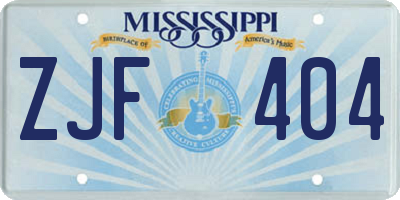 MS license plate ZJF404