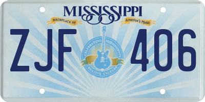 MS license plate ZJF406