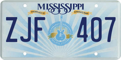 MS license plate ZJF407