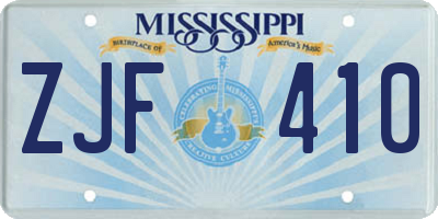 MS license plate ZJF410