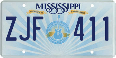 MS license plate ZJF411