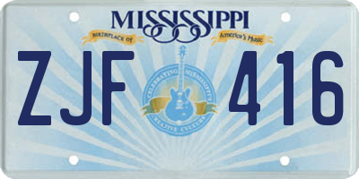 MS license plate ZJF416