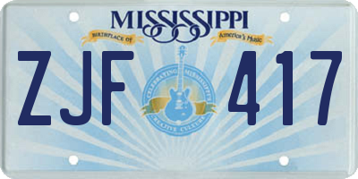 MS license plate ZJF417