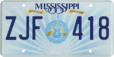 MS license plate ZJF418