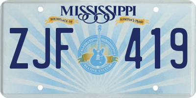 MS license plate ZJF419