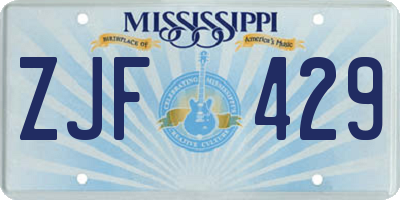 MS license plate ZJF429