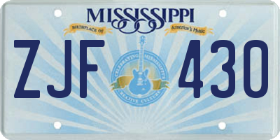 MS license plate ZJF430