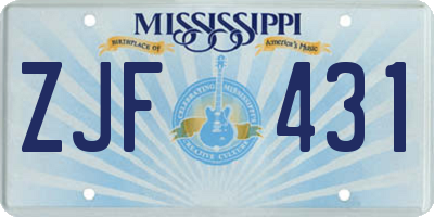 MS license plate ZJF431