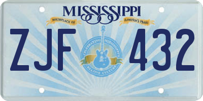 MS license plate ZJF432