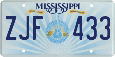 MS license plate ZJF433