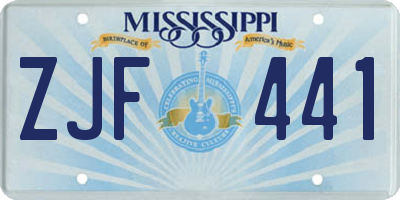 MS license plate ZJF441