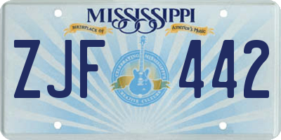 MS license plate ZJF442