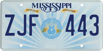 MS license plate ZJF443