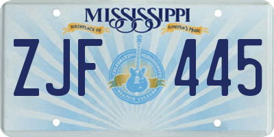 MS license plate ZJF445