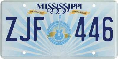 MS license plate ZJF446