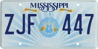 MS license plate ZJF447