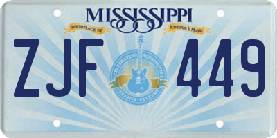 MS license plate ZJF449