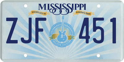 MS license plate ZJF451